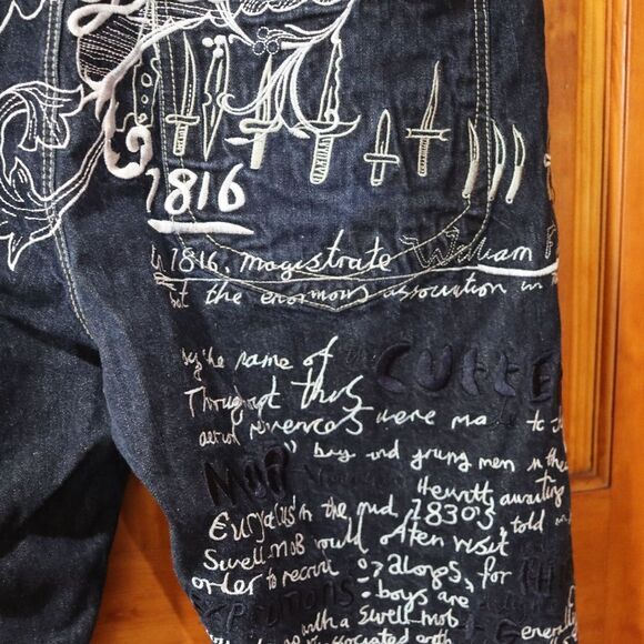 Artful Dodger Y2K Heavily Embroidered Skeleton Streetwear Baggy Hip Hop Jean's 4 - Picture 9 of 16